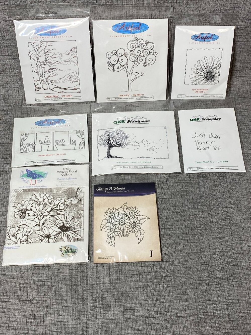 VTG Artful Stamper & QKR Stampede Rubber Cling Stamps 8pc LOT NOS